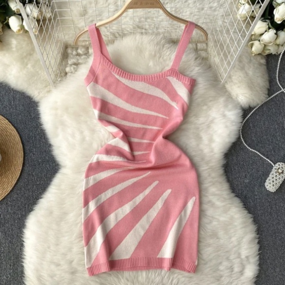 Dust Pink Knit Mini Dress